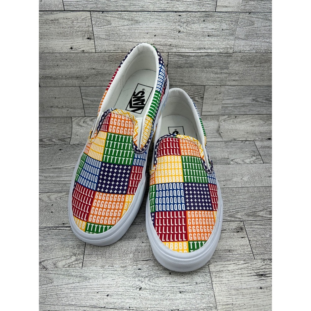 Vans Pride Slip‎ On Rainbow Patchwork Sneakers Mens 7 Womens 8.5 Multicolor